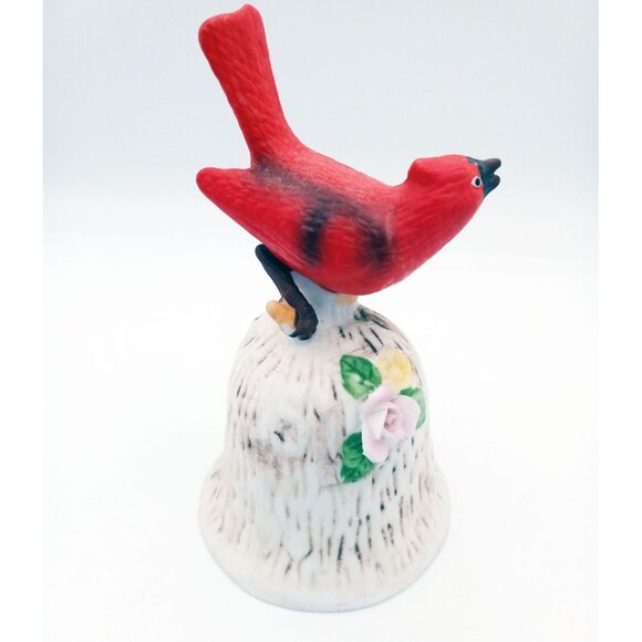 Bell Cardinal Porcelain Bird Figurine Perched Flowers Vintage 5" Vintage Walmart - Picture 4 of 15